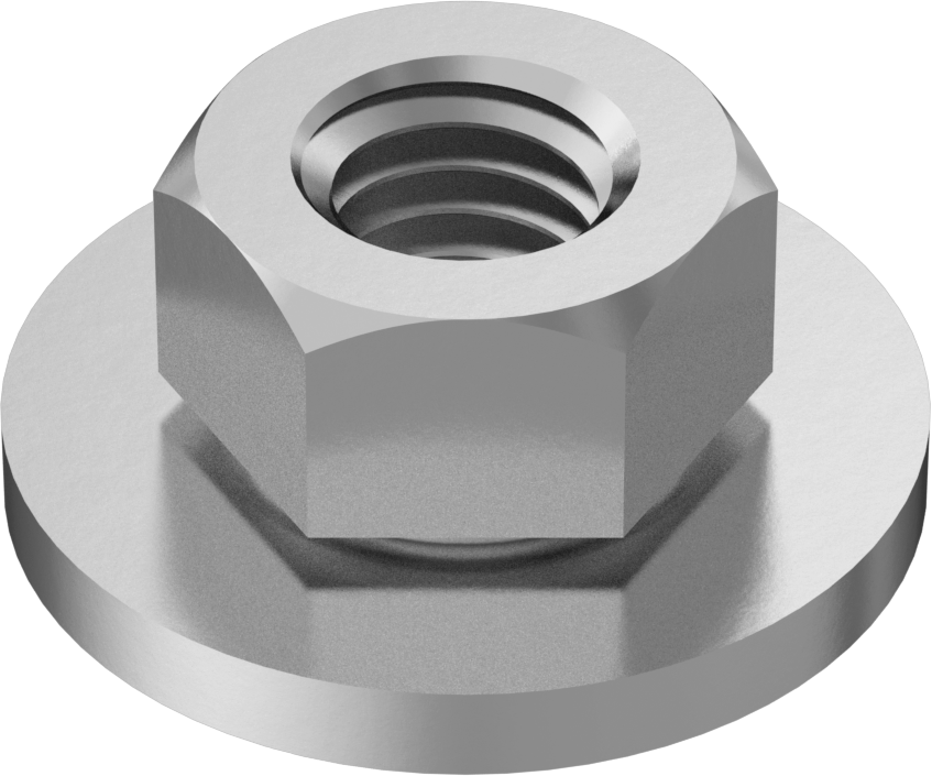 Düşük Mukavemetli Çelik Flanşlı Somun, Çinko Kaplamalı, M5 x 0.8 mm Diş Boyutu