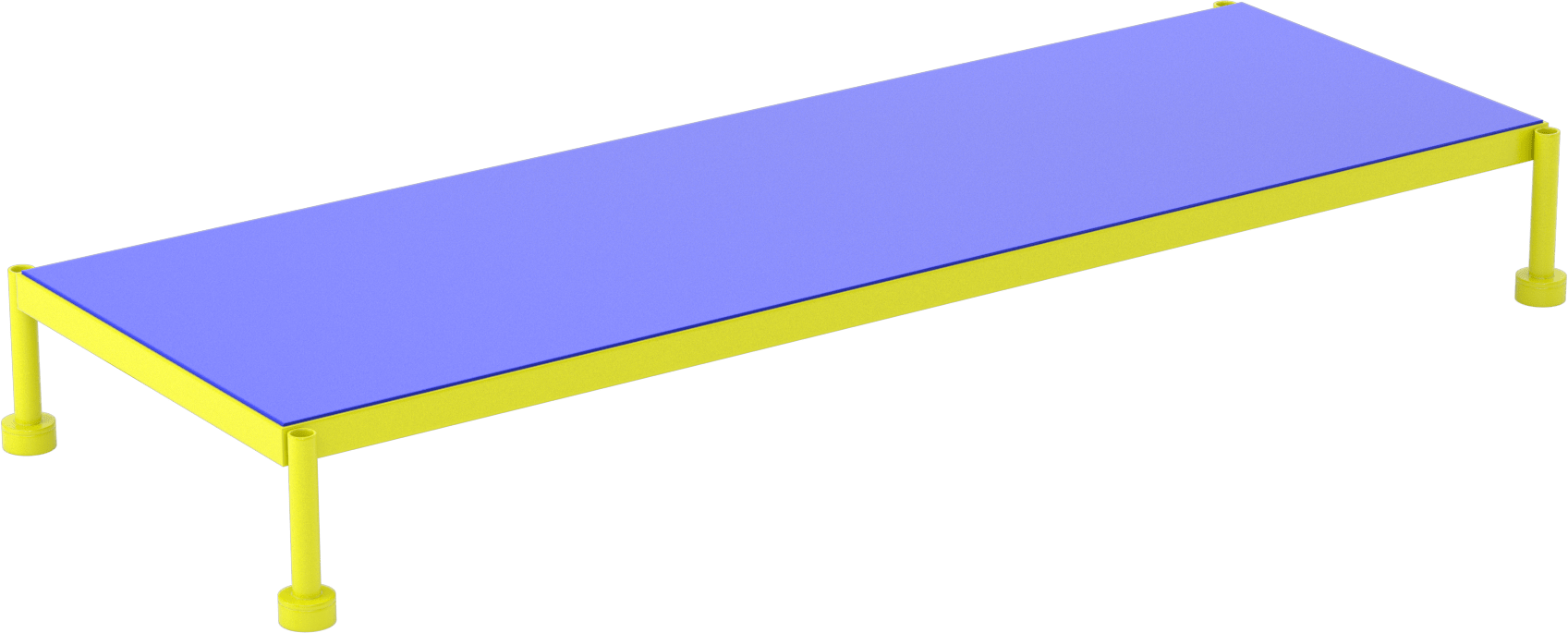 Yorgunluk Önleyici Çalışma Platformu, 9"-14" Yükseklik x 72" Genişlik x 24" Derinlik Toplam — 72", 9" ila 14", Mavi, Sarı