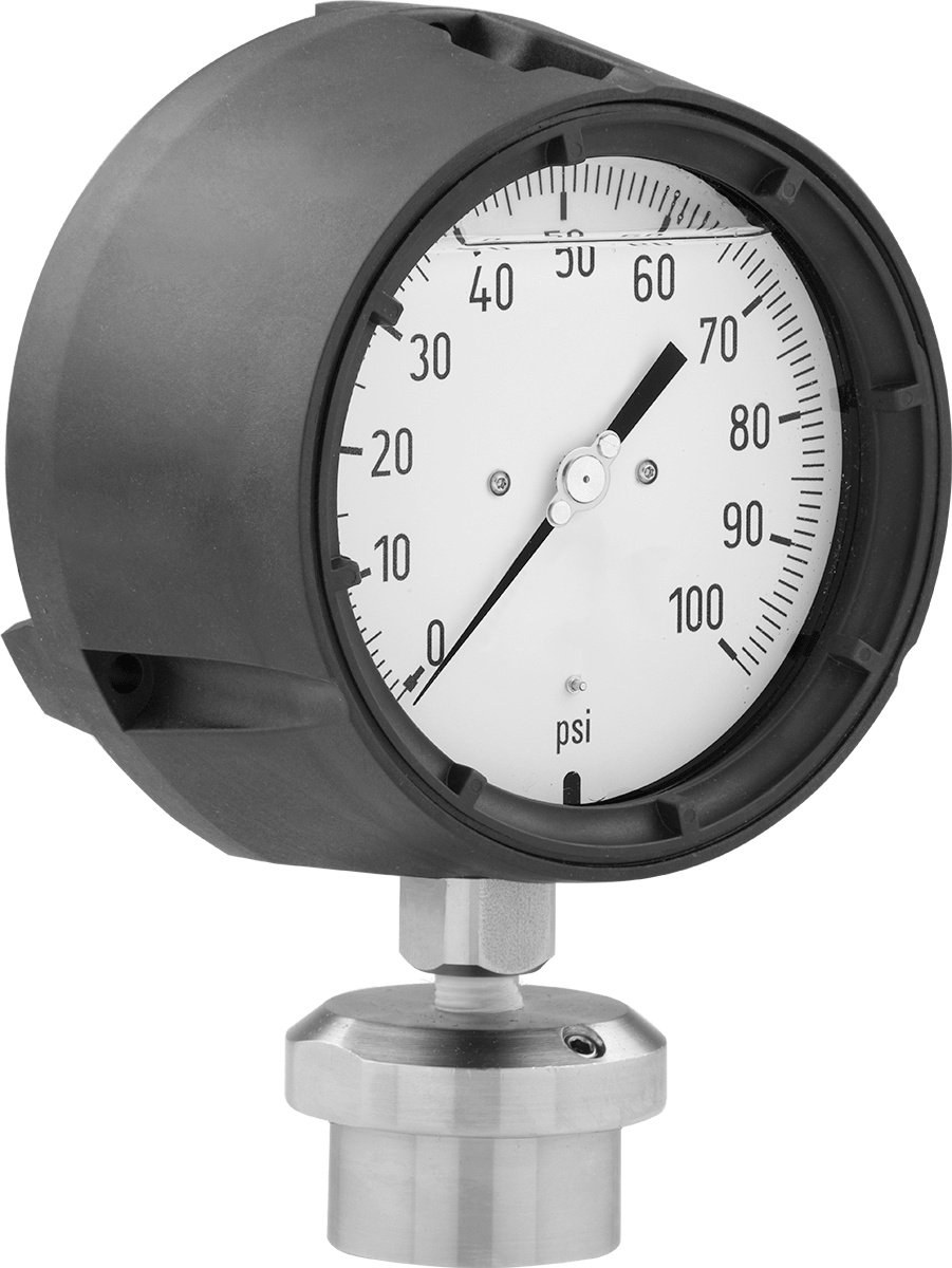 Alt Bağlantılı Titreşime Dayanıklı Basınç Test Göstergesi, 1/2 NPT Dişi, Fenolik Kasa, 0-30 PSI