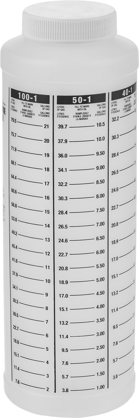 Yağ-Gaz Ölçme Şişesi, 32 FL oz. Kapasite — HDPE Plastik, Yarı Şeffaf Beyaz, 2 1/16"