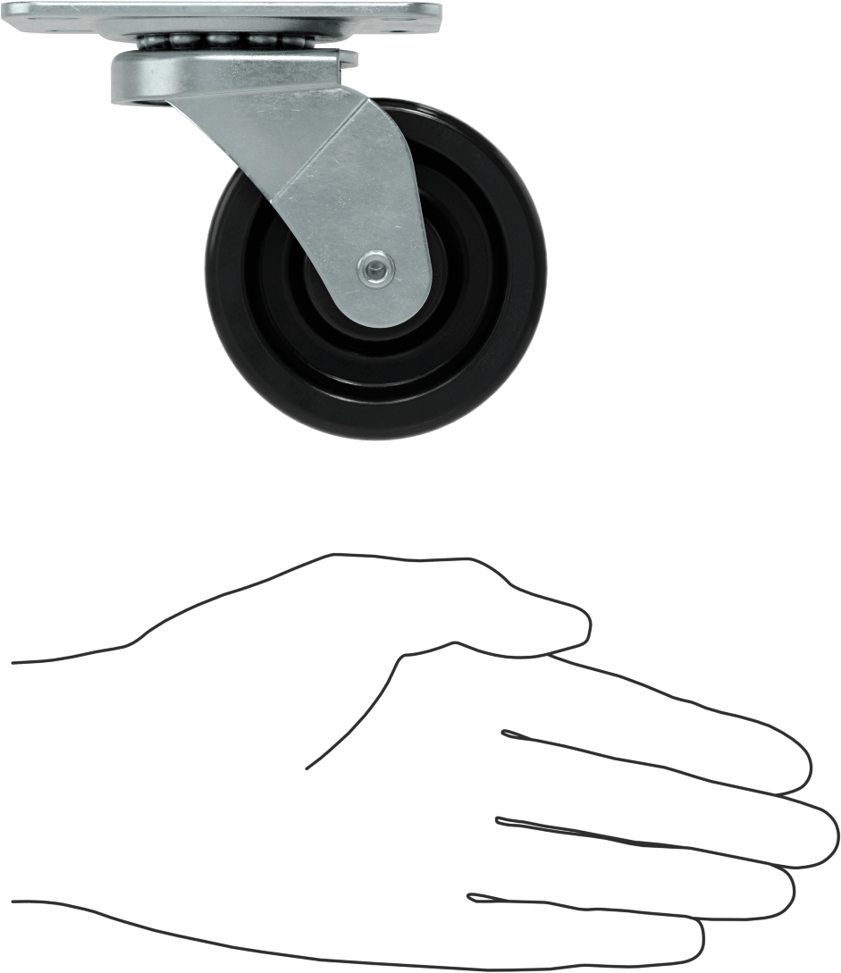 Statik Kontrol Plakalı Tekerlek, Frenli ve 3" Çapında x 1-1/4" Genişliğinde Siyah Katı Kauçuk Tekerlekli Döner Tekerlek