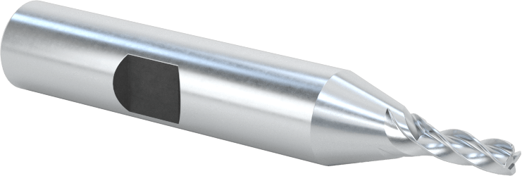 Kobalt Çelik Yuvarlak Kenarlı Kare Uçlu Freze, 4 Kanallı, 1/8" Freze Çapı, 0.015 inç Köşe Kesim Yarıçapı