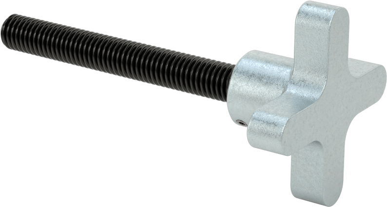 Demir Dört Kollu Topuz, 3/8"-16 Dişli 3" Uzunlukta Saplama — 3⁄8"-16, 3", Demir