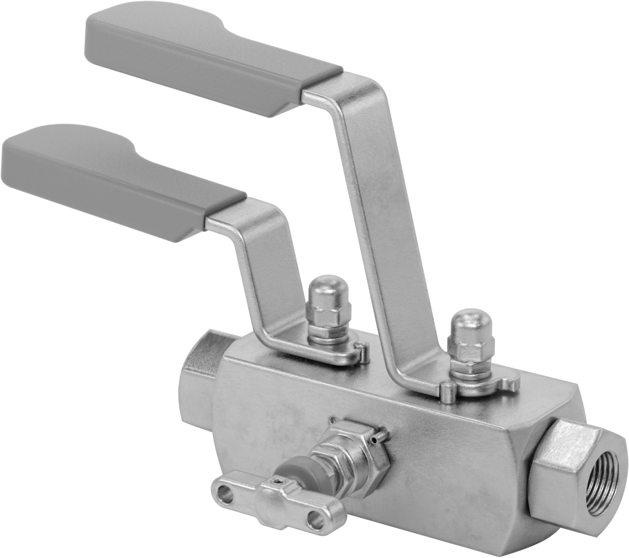 Kimyasallar için Emniyet Açma/Kapama Vanası, 1/2 NPT Dişi, Çift Blok ve Hava Alma Konfigürasyonu — 1⁄4, 1⁄2, 316 Stainless Steel, Stainle…