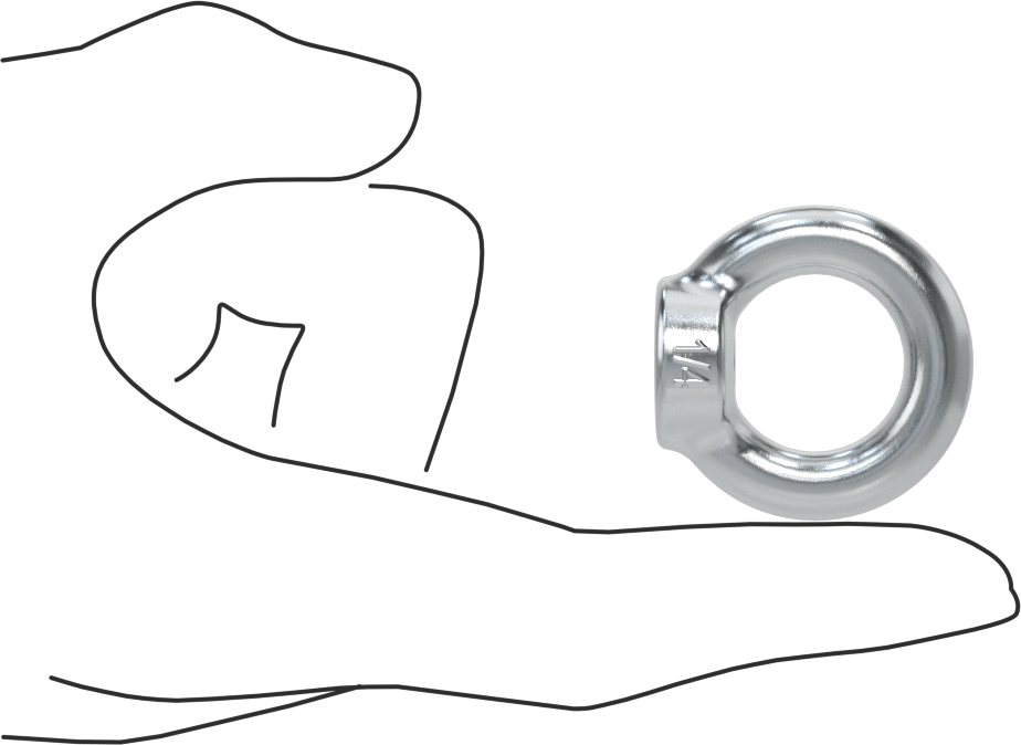 Çinko Kaplı Çelik Yuvarlak Halkalı Somun - Kaldırma için, 1/4"-20 Diş Boyutu