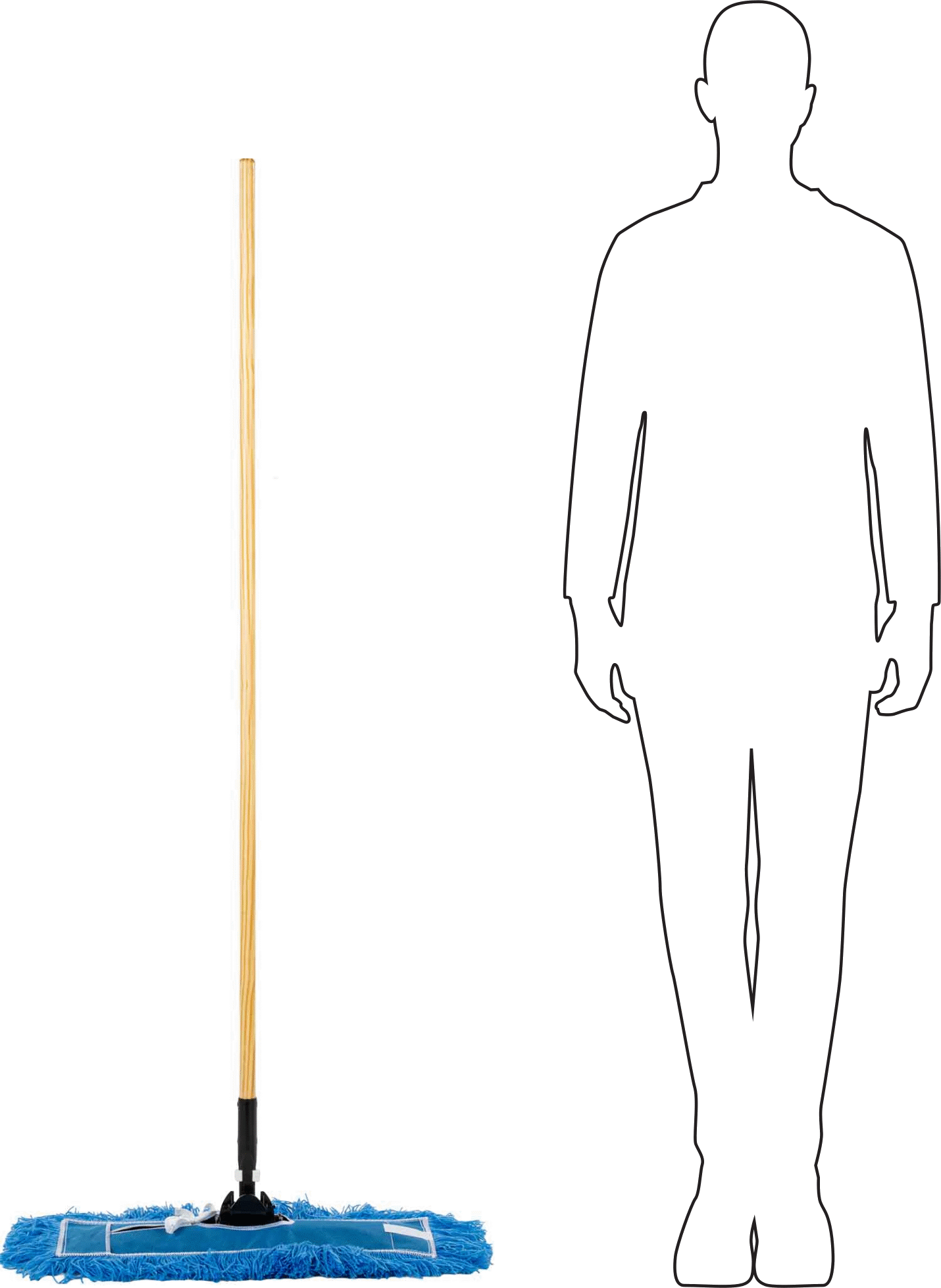 Naylon Toz Mopu, 18" Genişlik x 5" Derinlik Çerçeve, 23-1/2" Genişlik Paspas Başlığı, 54" Uzunluğunda Tutamak