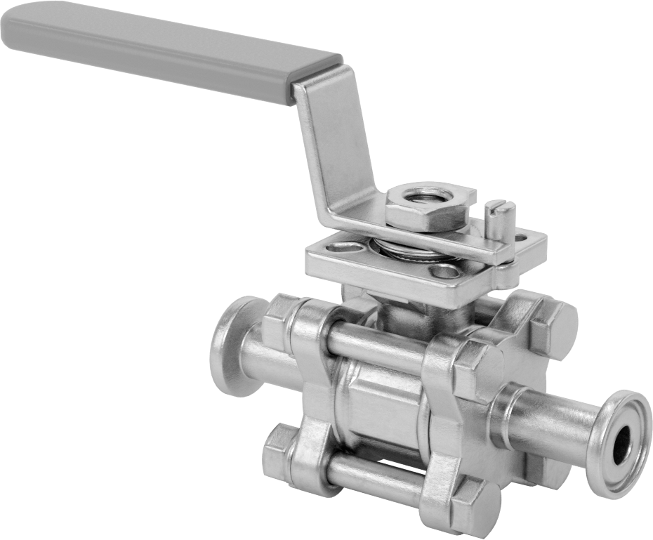 Gıda ve İçecek için Açma/Kapama Vanası, Hijyenik Bağlantı Parçaları, Dolgulu PTFE Conta, 1/2" Boru Dış Çapı için