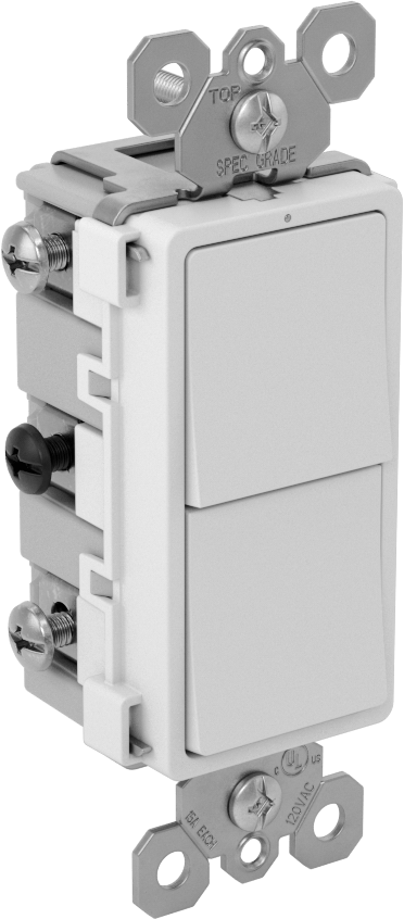 Kombine Işık Anahtarı, 2 Salıncaklı, 15A @ 120V AC