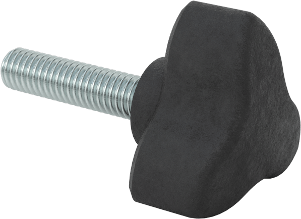 Konforlu Tutamaklı Plastik Üç Kollu Topuz, M6 x 1 mm Dişli Saplama, 30 mm Genişliğinde Başlık