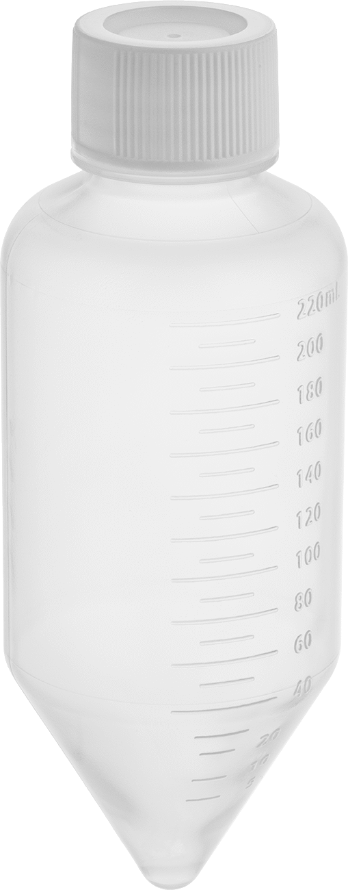 Santrifüj Plastik Şişe, Konik Taban, 7.5 FL oz. Kapasite