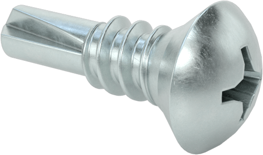 Metal için Oval Başlı Delme Vidaları, Çinko Kaplı Çelik, 10 Numaralı Vida Boyutu, 5/8" Uzunluk
