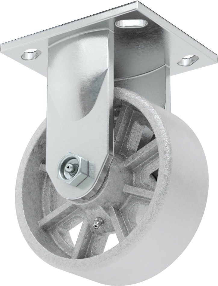 4-1/2" x 4" Plakalı Yüksek Kapasiteli Spartan Tekerlek, 5" Çapında Açık Rulmanlı Metal Tekerlekli Sert — 5", Demir, Levha