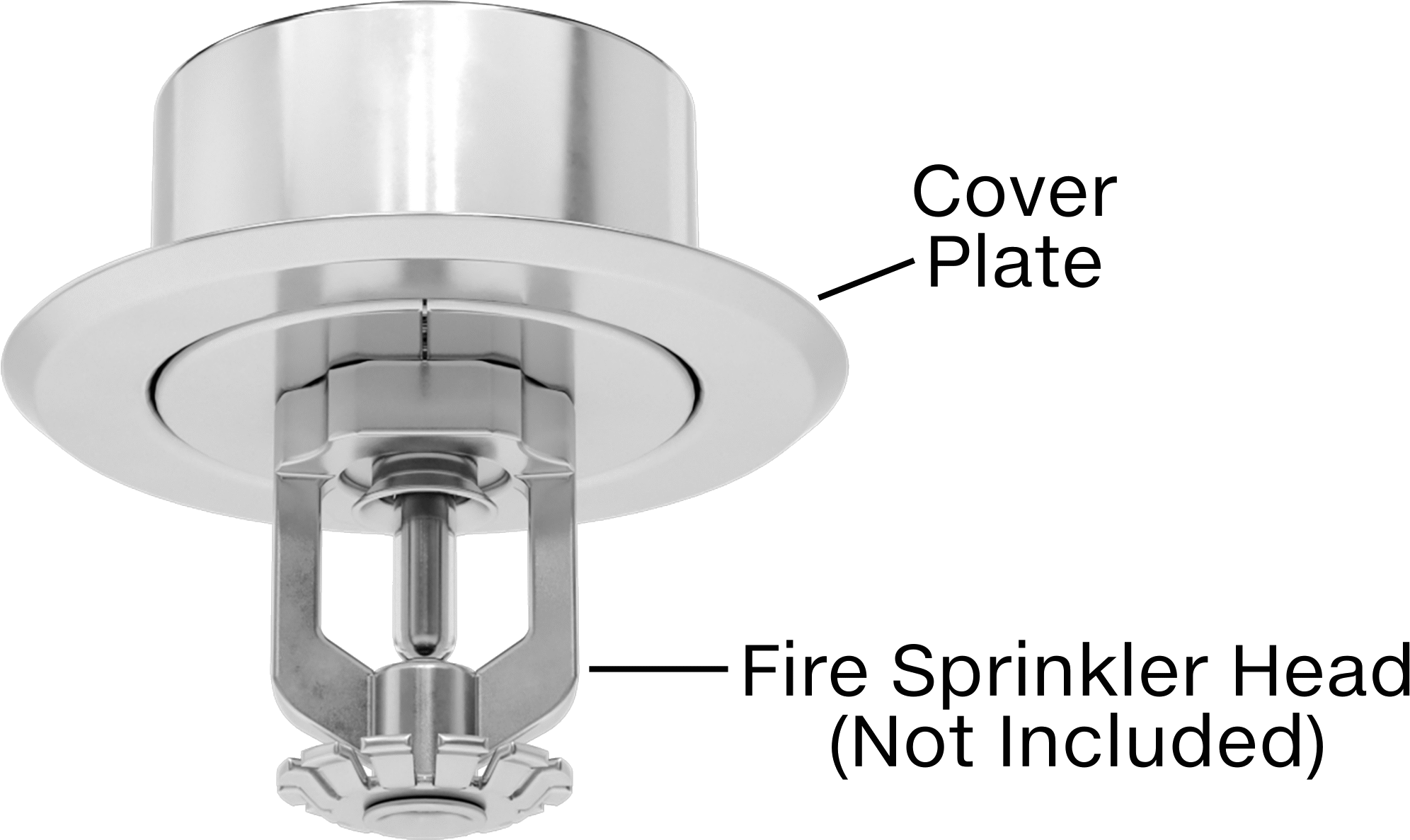 Yangın Sprinkler Başlığı için Kapak Plakası, Katı-Ayarlanabilir, 3/4 NPT için, 2"-3" Derinlik, Beyaz Boyalı Çelik