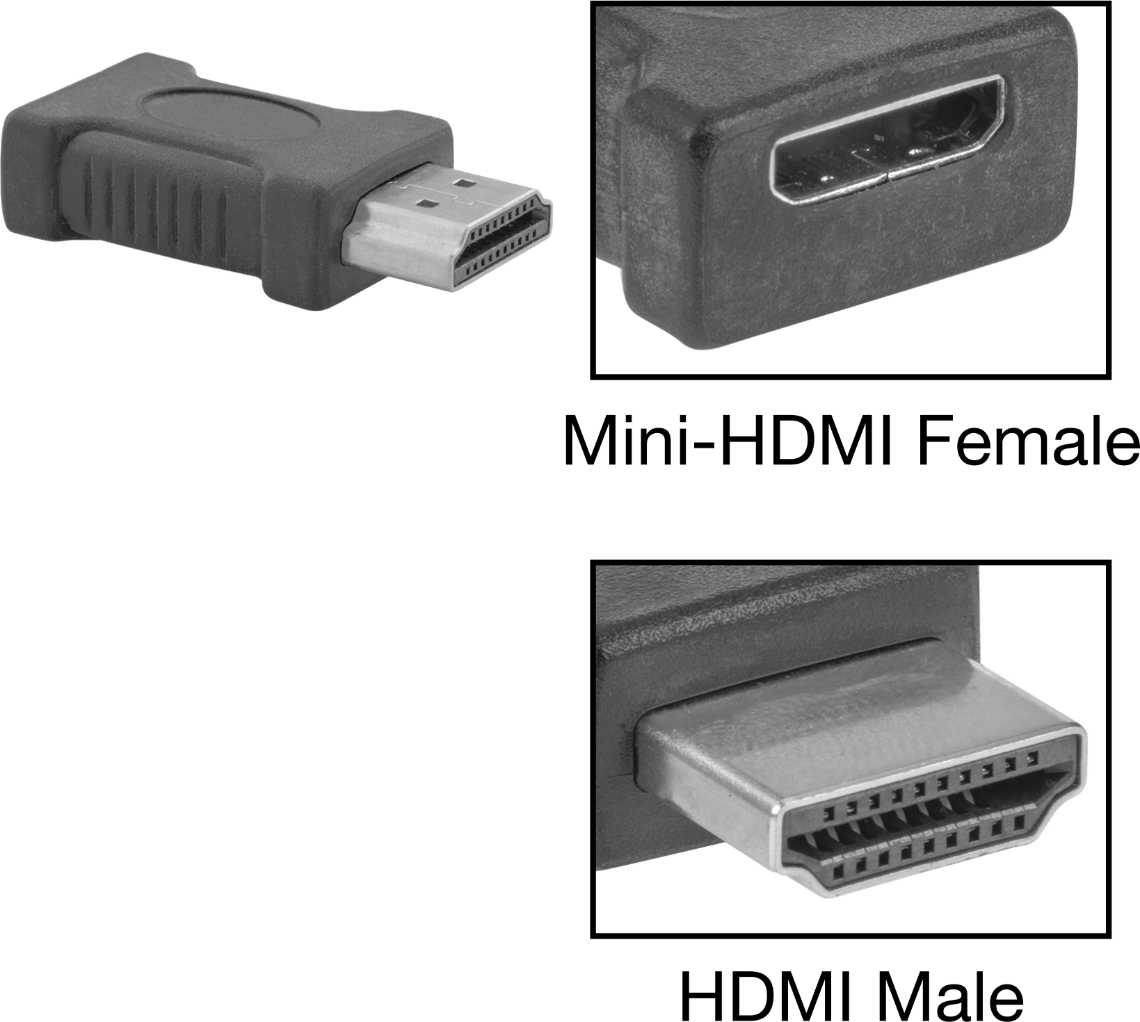 Standart HDMI Erkek x Mini-HDMI Dişi Adaptör — Adaptör, Düz, Ses, Video