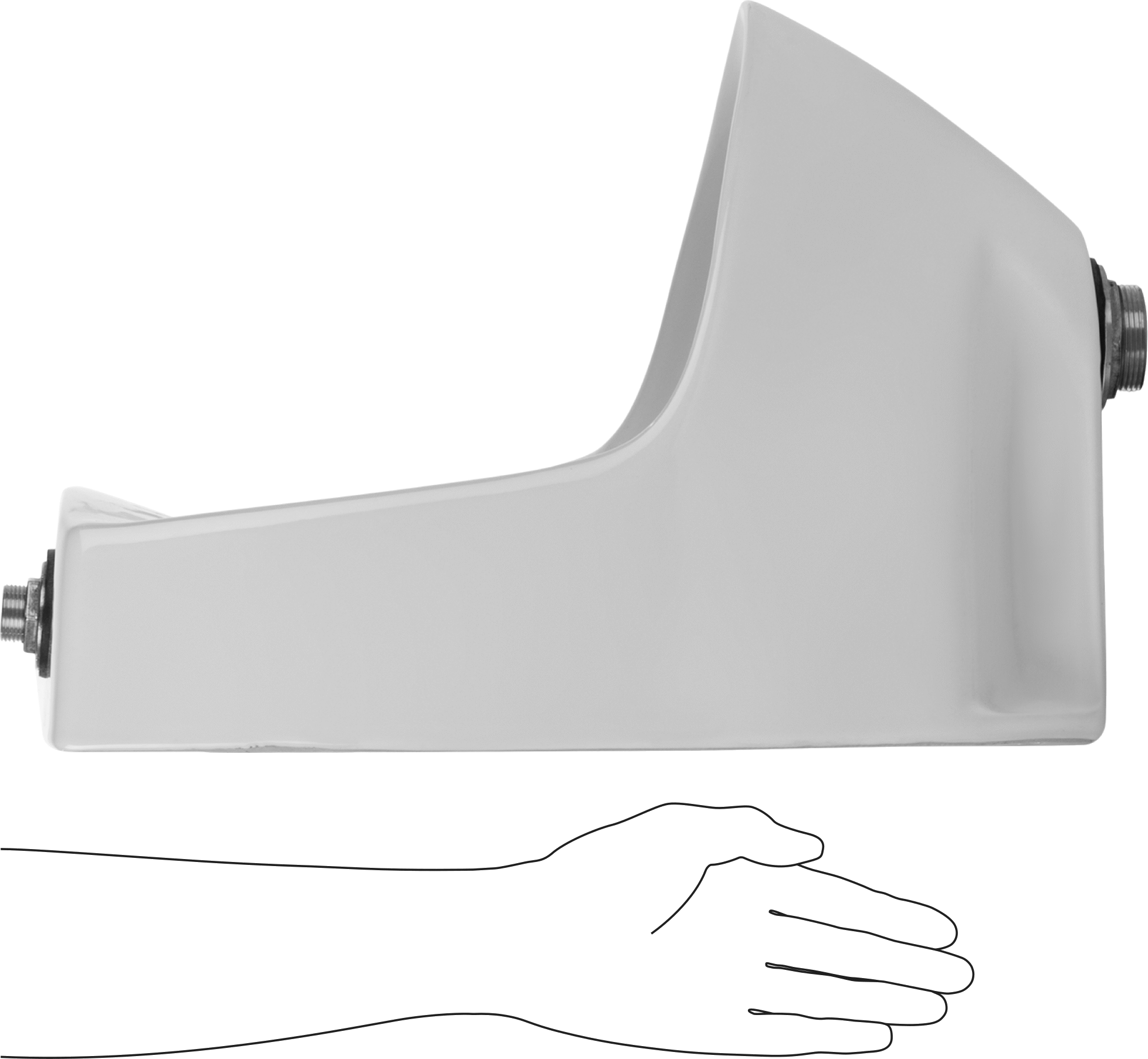 Pisuar, Alt Çıkışlı, 18" Yükseklik x 12-3/4" Genişlik x 12-3/4" Derinlik