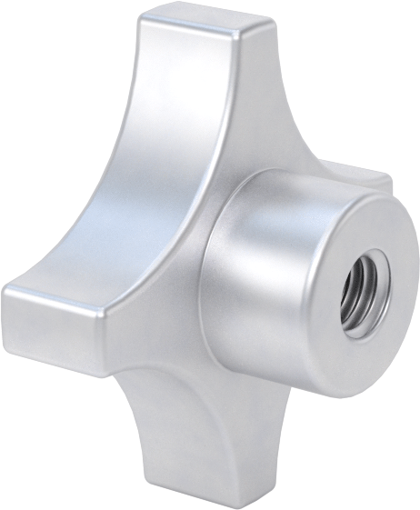 Alüminyum dört kollu topuz, 3/8"-16 Dişli 5/8" Derinliğinde Delikli