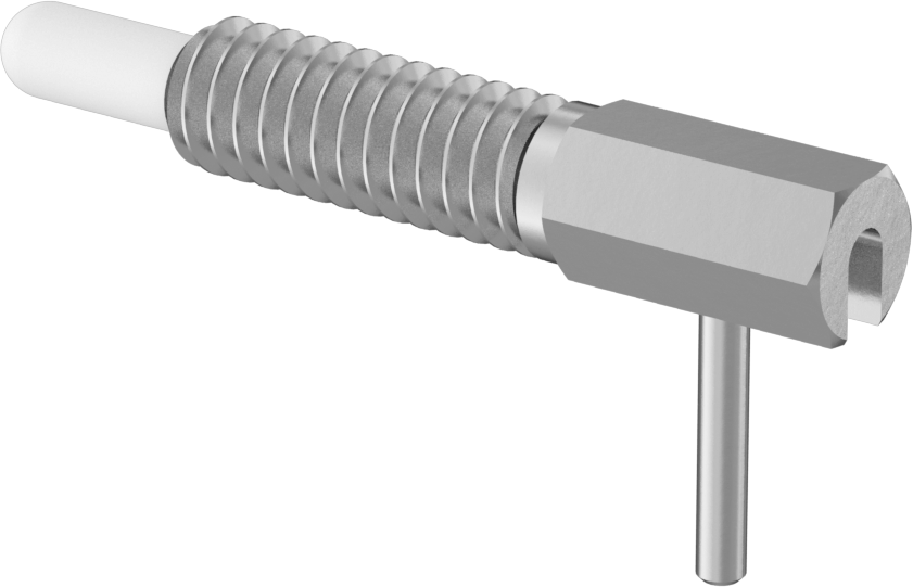 Asetal Burunlu Paslanmaz Çelik Geri Çekilebilir Yaylı İtici, Bükümlü Kilitli L-Kolu, 1/4"-20 Diş Boyutu