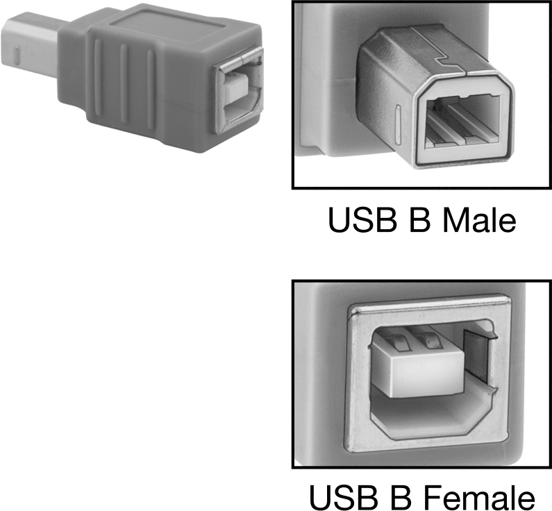 USB 2.0 Adaptörü, B Dişi x B Erkek — Adaptör, Düz, 2.0
