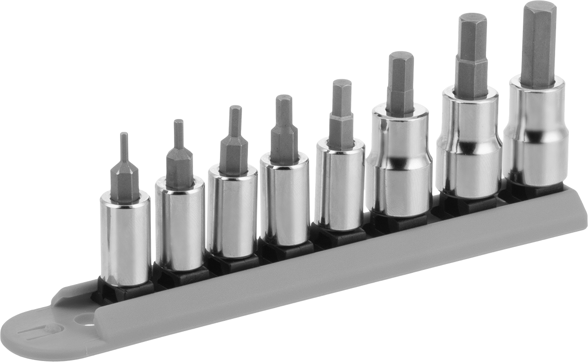 Altıgen Uçlu Soket Seti, 8 Parça, 1/4" ve 3/8" Kare Tahrik