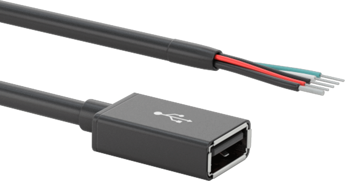 USB Kablosu, Kablolu USB A Soketi — 2.0, Ekranlı, Siyah