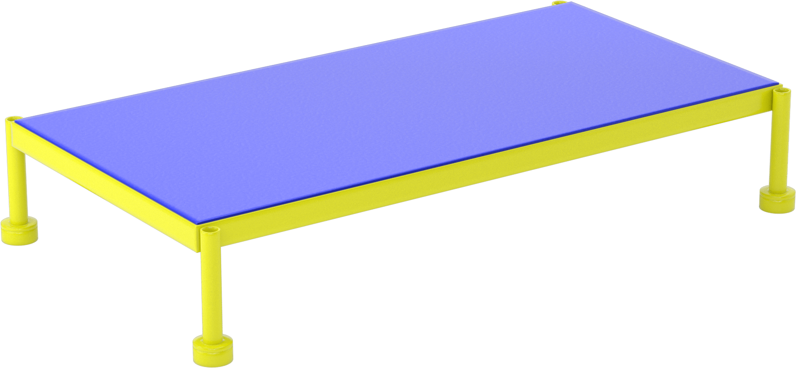Yorgunluk Önleyici Çalışma Platformu, 9"-14" Yükseklik x 48" Genişlik x 24" Derinlik Toplam — 48", 9" ila 14", Mavi, Sarı