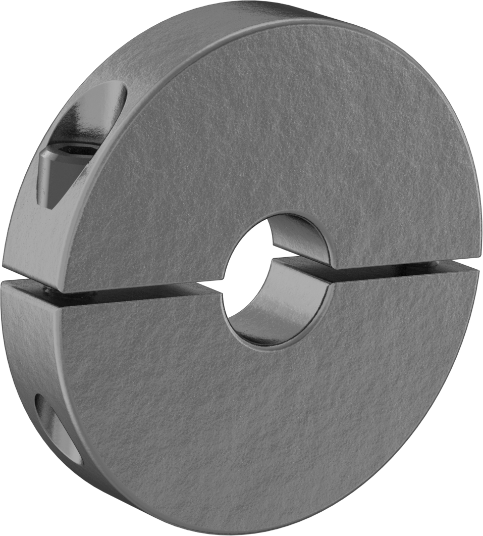 İşlenebilir Delikli Sıkma Tipi Mil Bileziği, İki Parçalı, 1215 Karbon Çelik, 5/8" ila 1-9/16" Mil Çapı için — 5⁄8" to 1 9⁄16", İki Parça,…