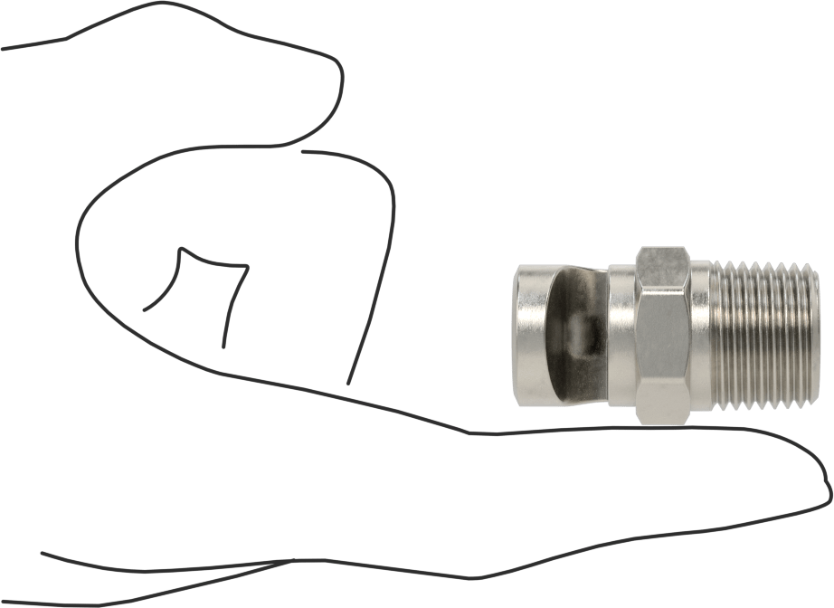 Ekstra Geniş Sapmalı Düz Püskürtme Memesi, Paslanmaz Çelik, 1/2 NPT Erkek, 20 PSI'da 7.1 gpm, 141 Derece Açı