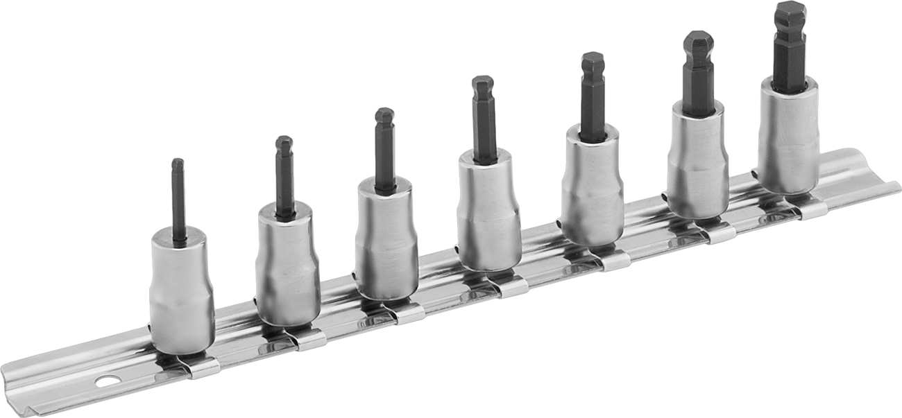 7 Parça Top Uçlu Altıgen Uçlu Soket Seti, 1/4" Kare Tahrik — 1⁄4", Bilye, 3⁄32", 1⁄8", 9⁄64", 5⁄32", 3⁄16", 7⁄32", 1⁄4"