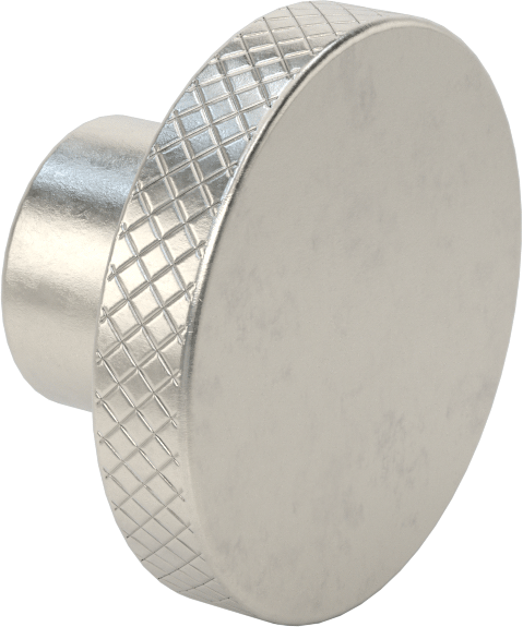 303 Paslanmaz Çelik Tırtıllı Düğme, 1/2" Çaplı Dişsiz Delik ve 2" Baş Çapılı — 1/2", Dişsiz Delik, Tırtıllı Başlık