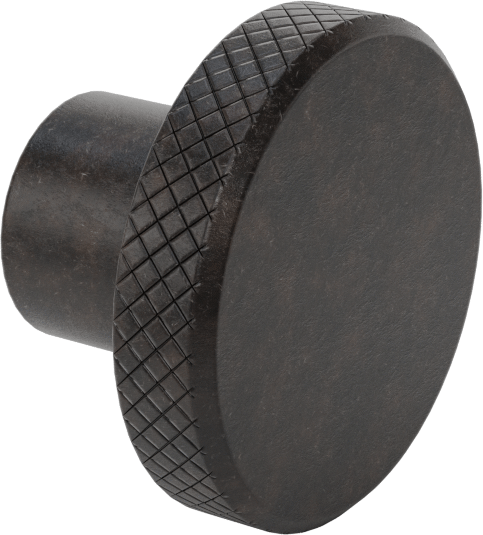Siyah Oksit Çelik Tırtıllı Tutma Düğmesi, 3/8"-16 Dişli Delikli, 1-1/2" Başlık Çapı