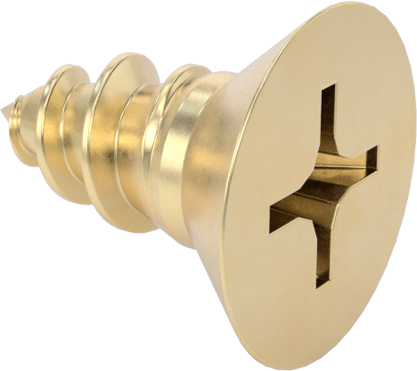 Ahşap için Pirinç Phillips Havşa Başlı Vidalar, 4 Numara Boyut, 1/4" Uzunluk