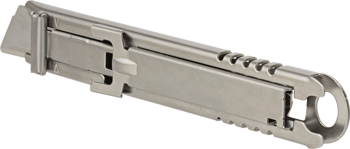 Metal Dedektörü ile Tespit Edilebilir Otomatik Geri Çekilebilir Maket Bıçağı, 2-3/4" Uzunluk x 5/8" Genişlik x 0.023" Kalınlık Bıçak