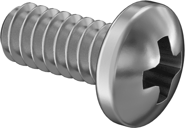 Krom Kaplama 18-8 Paslanmaz Çelik Silindir Başlı Phillips Vidalar, 4-40 Diş Boyutu, 1/4" Uzunluk