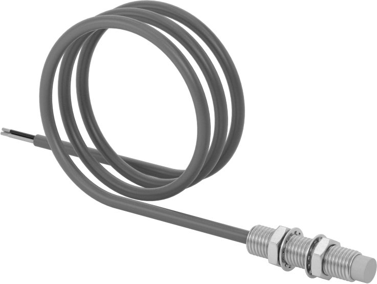 DC Metal Nesne Yakınlık Anahtarı, Paslanmaz Çelik, Plastik Yüz, Tel Uçlu Çıkıntılı, PNP, 1 açık — 8 mm, PNP, M8