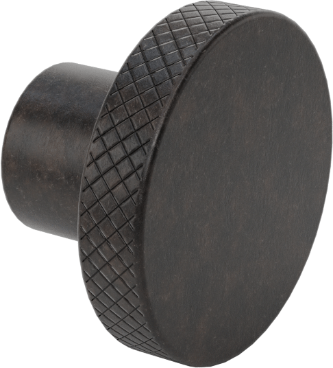 Siyah Oksit Çelik Tırtıllı Tutma Düğmesi, 3/8" Çaplı Dişsiz Delikli, 1-1/2" Başlık Çapı