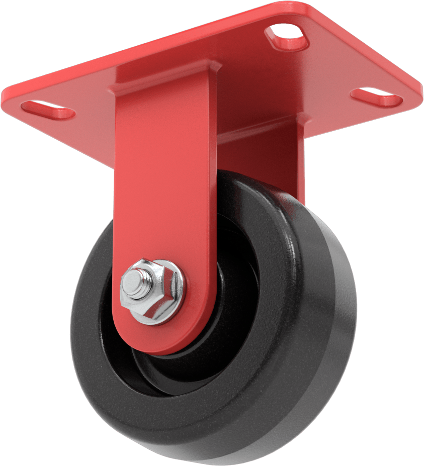 6-1/2" x 4-1/2" Plakalı Yüksek Kapasiteli Kingston Tekerlek, 5" Çapında Fenolik Tekerlekli Sert