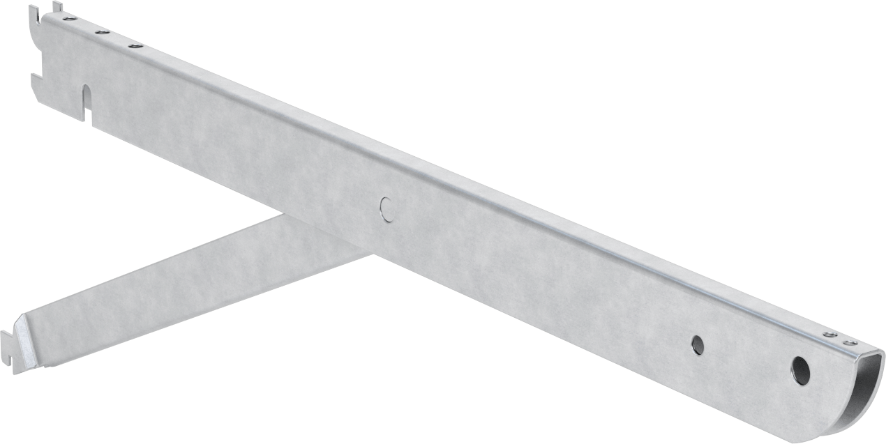 22-1/2" Derinlikli, Destekli Hızlı Montajlı Raf Braketi — Çift Yivli, 22 1⁄2", 1 1⁄2"
