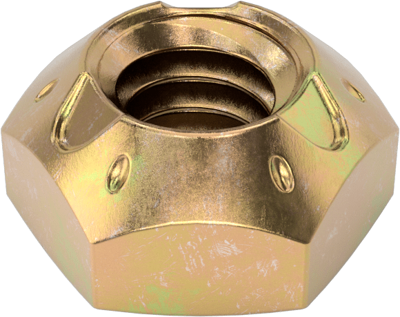 Top-Lock Deforme Edilmiş Dişli Kilit Somunu, Sarı Kromat Kaplı C Sınıfı Çelik, 1/4"-20 Diş Boyutu