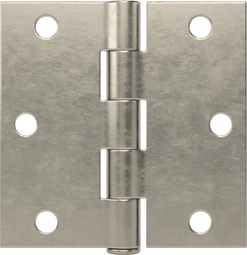 Delikli Gömme Montaj Menteşesi, Çıkarılabilir Pim, Kare, Çinko Kaplı Çelik, 3" x 1.5" Kapı Kanadı