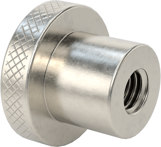 303 Paslanmaz Çelik Tırtıllı Düğme, M8 x 1.25 mm Dişli Delikli, 25 mm Baş Çapı