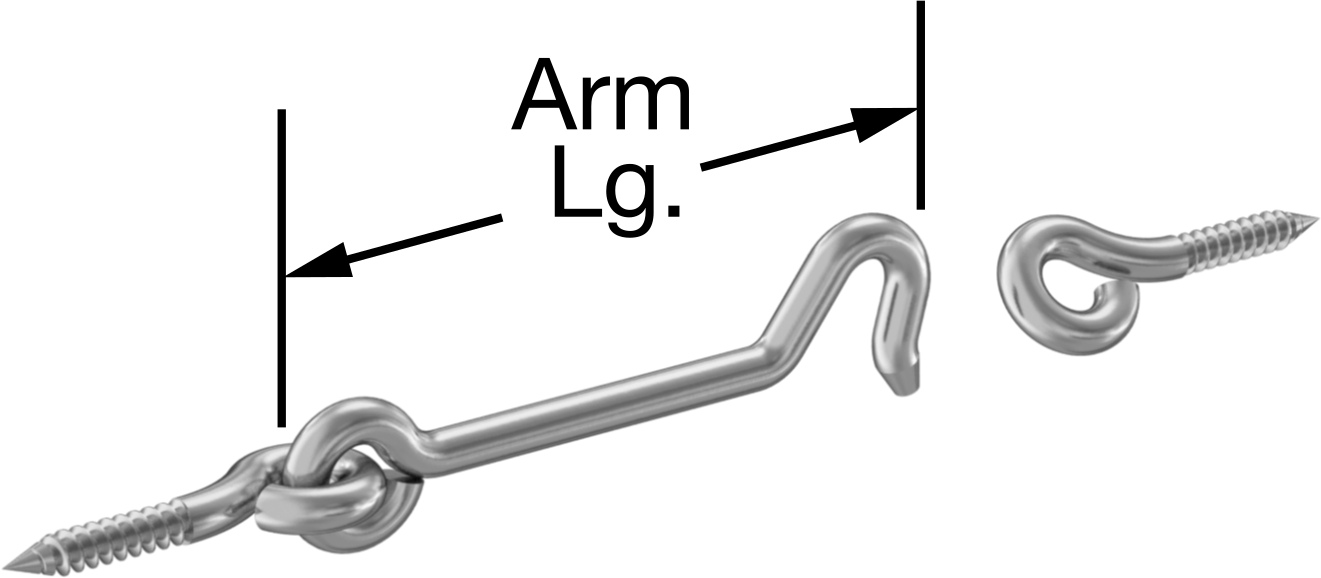 2-1/2" Kol Uzunluğuna Sahip 304 Paslanmaz Çelik Salıncaklı Kanca Mandalı — 2 1⁄2", 304 Stainless Steel, Stainless Steel, Yüzey