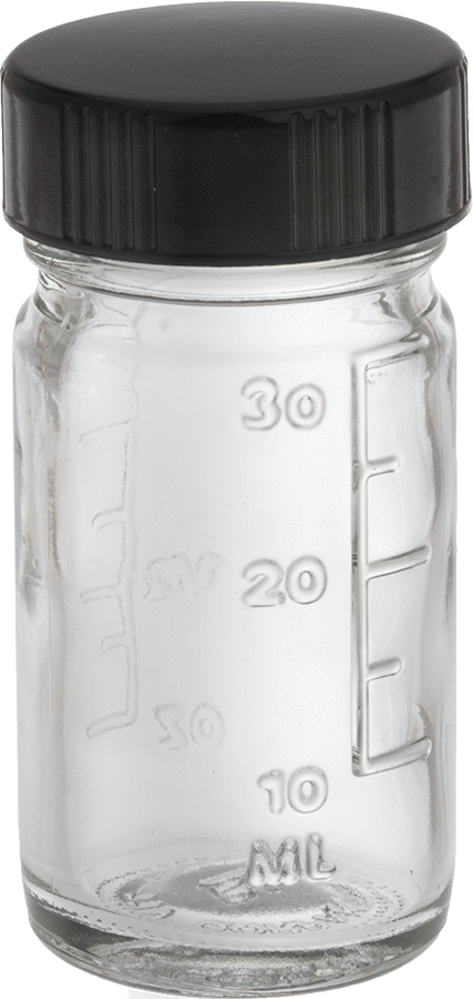 Dereceli Cam Kavanoz, 1 FL oz/30 ml Kapasiteli Ölçekli — Glass, Soda-Lime Glass, Şeffaf, 1 5⁄16"