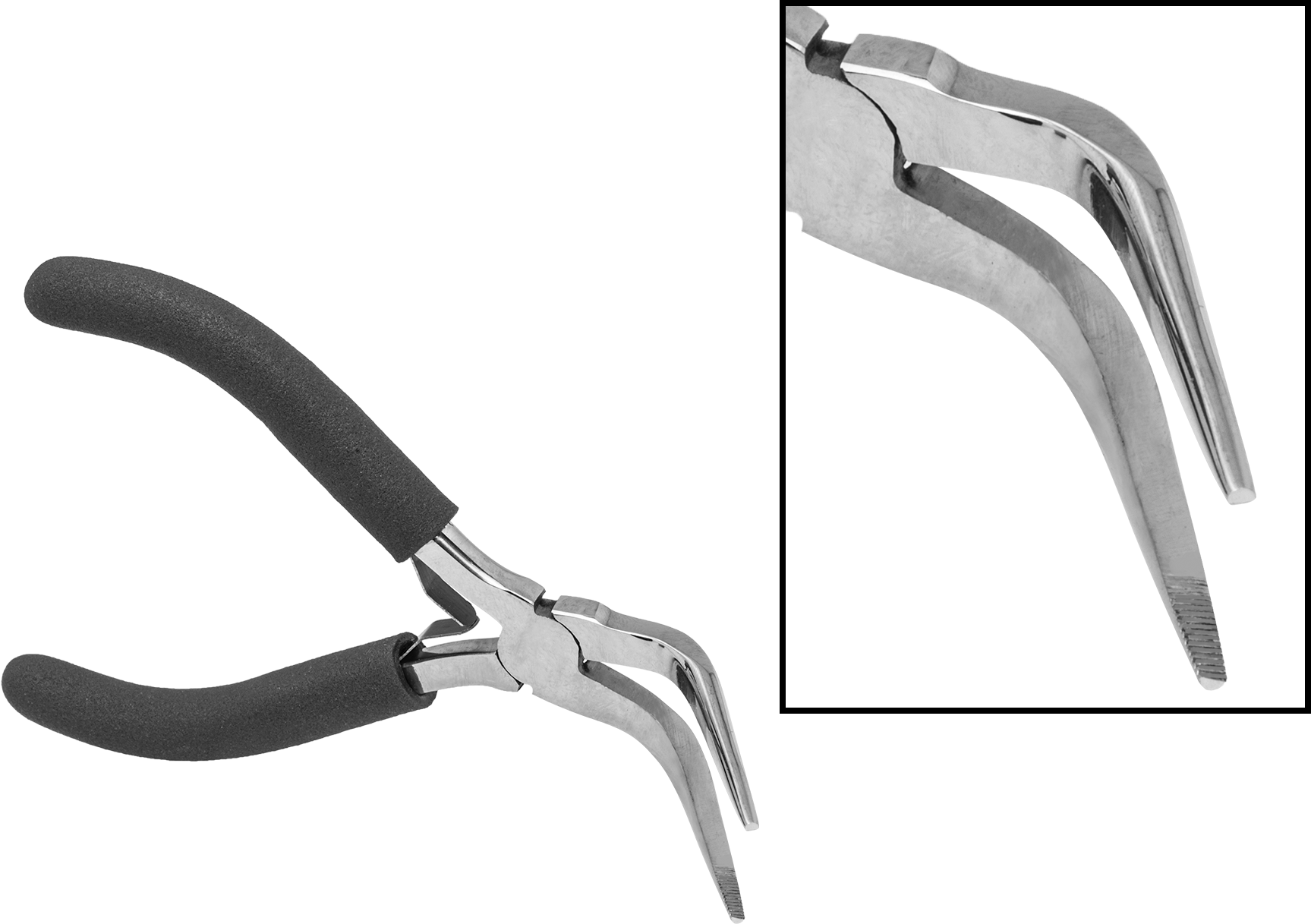 Kıvrımlı Burunlu Pense, Standart Burunlu, Statik Kontrol, 6" Toplam Uzunluk, 1-1/8" Çene Uzunluğu — Dönüş, Standart, 75°