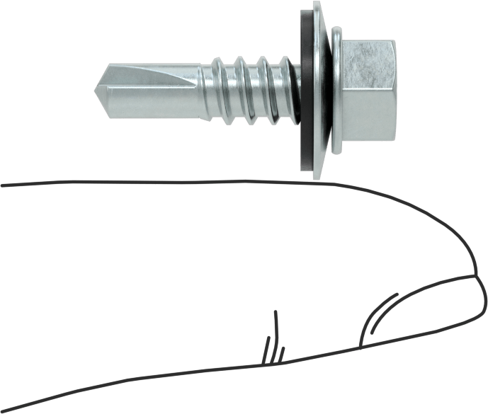 Metal için Pullu Delme Vidaları, Çinko Kaplı Çelik, 12 Numaralı Boyut, 3/4" Uzunluk