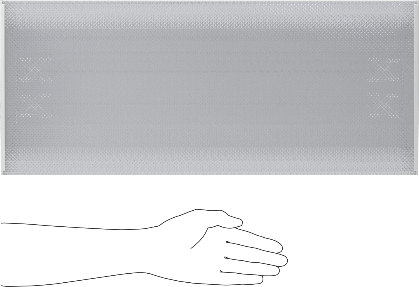 Sargılı Lensli Tavan Lambası, Prizmatik Yarı Şeffaf Akrilik Lens, 24" Toplam Uzunluk