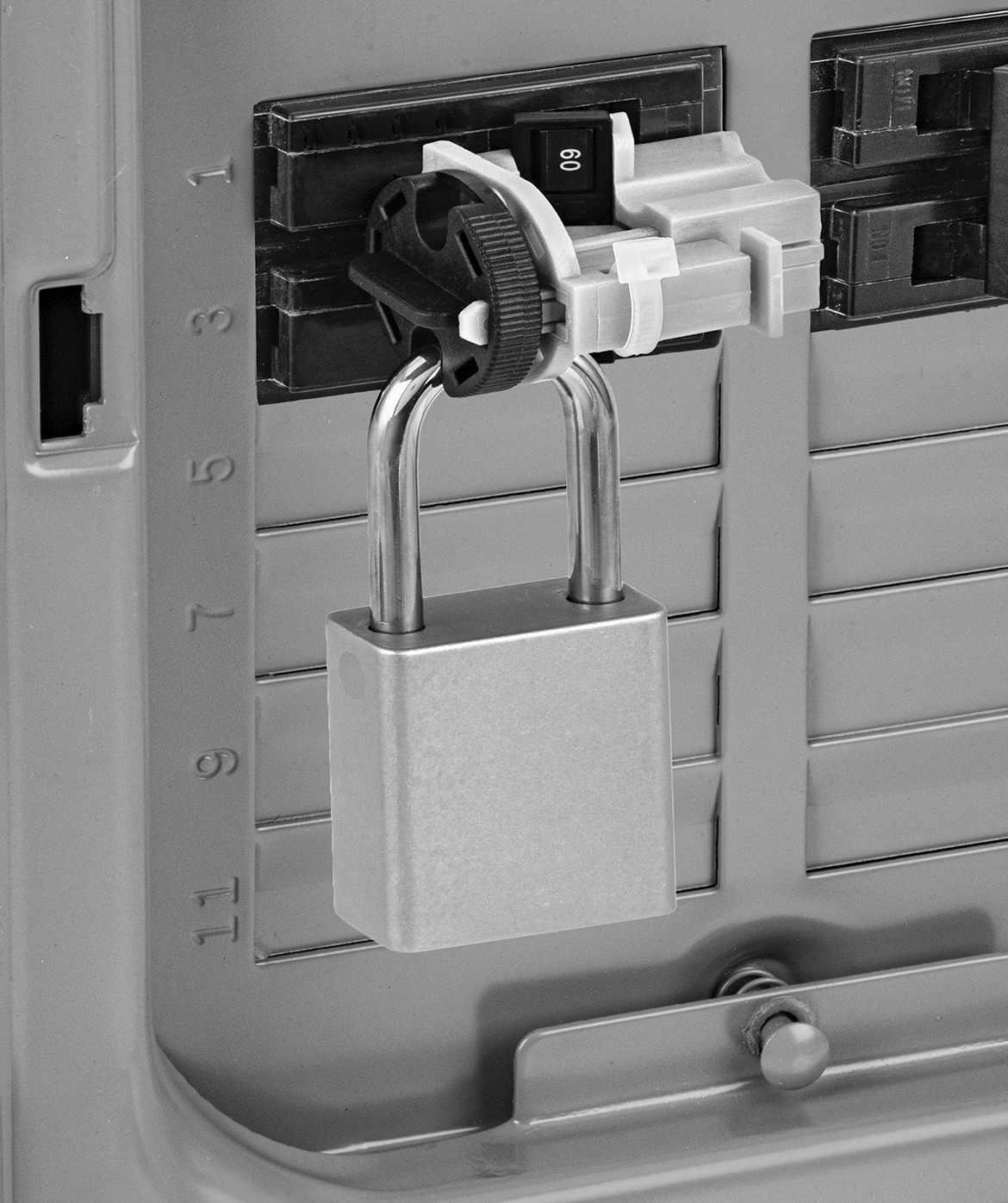 Lockout with Cable Tie Slot Shown Installed (Padlock Not Included)