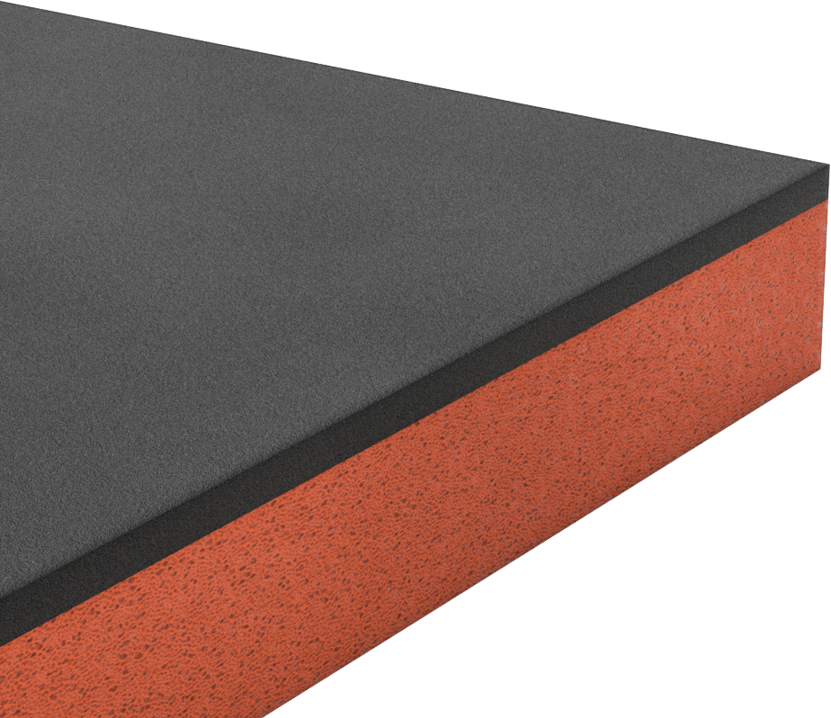 Çift Renkli Alet Düzenleme Köpüğü, 12" x 12", Yapışkanlı 1/4" Kalınlığında Siyah ve 1-1/4" Kalınlığında Kırmızı