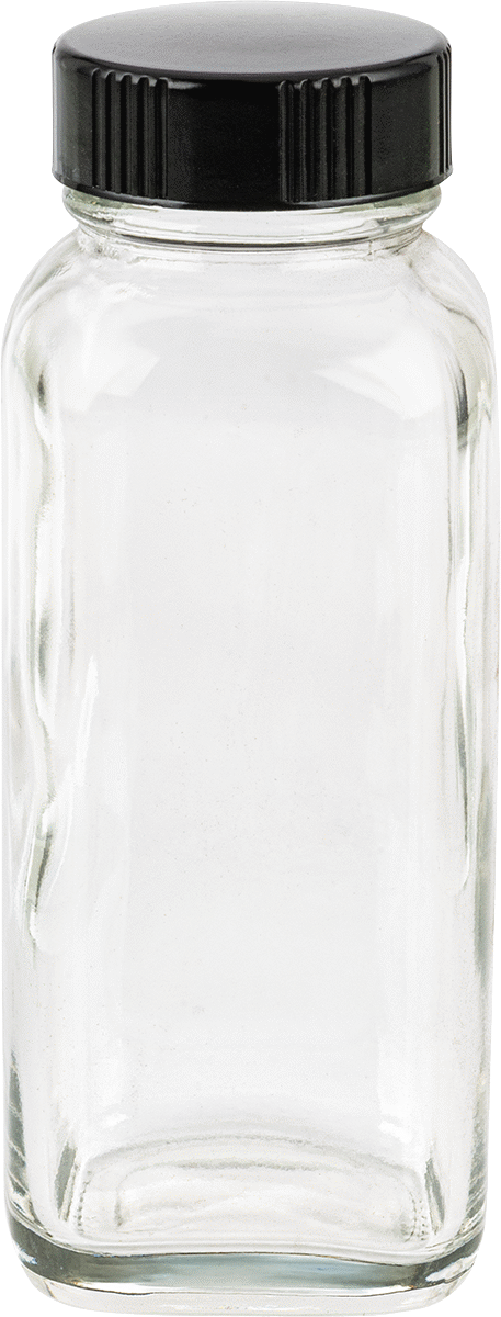 Kare Cam Kavanoz, Kaplamalı Kağıt Contalı, 4 FL oz/120 ml Kapasite — Glass, Paper, Phenolic, Plastic, Soda-Lime Glass, 4 fl. oz., 120 ml,…