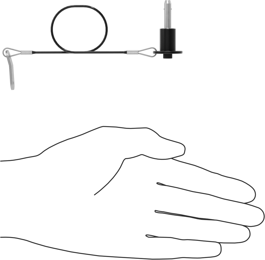 Topuz Tutamaklı Basmalı Düğme Hızlı Açma Pimi, Kordonlu, 3/16" Çap, 1/2" Kullanılabilir Uzunluk