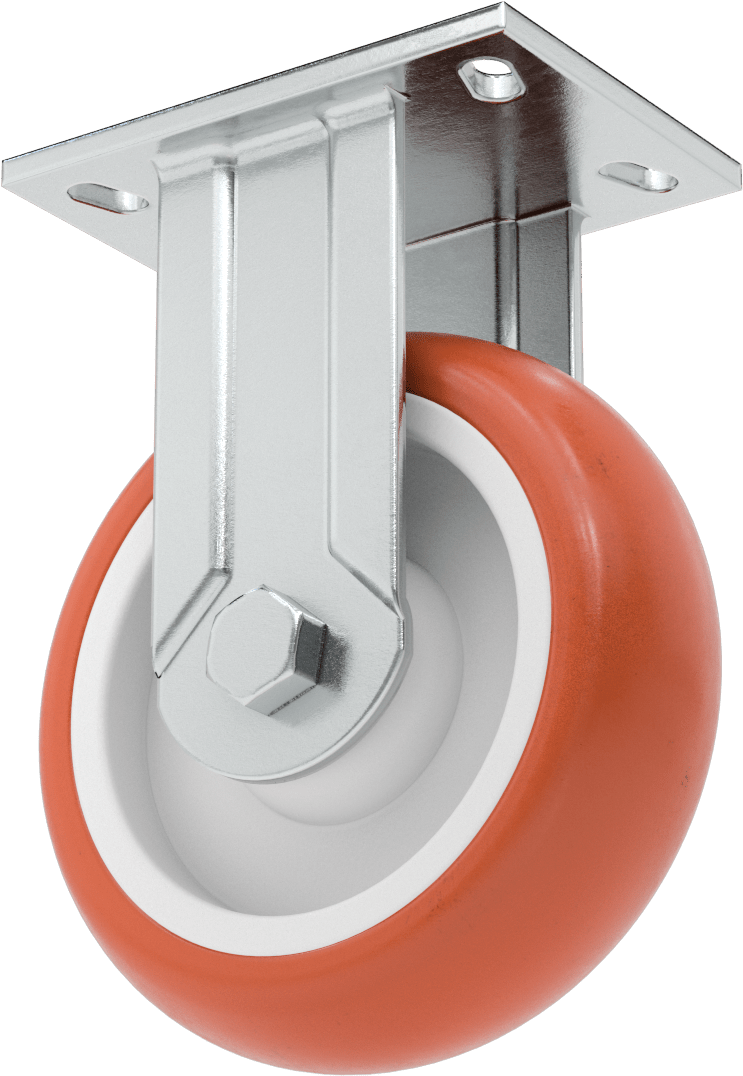6-5/8" x 4-3/4" Plakalı Kolay Dönen Tekerlek, Yüksek Kapasiteli, 8 inç Çapında Kırmızı Poliüretan Tekerlekli Sert — 8", Levha, 1,400 lb.
